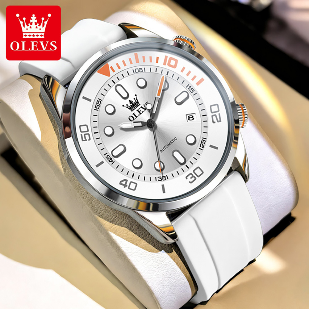Luxury Watch White - OLEVS luxe horloge 30M waterbestendig automatisch
