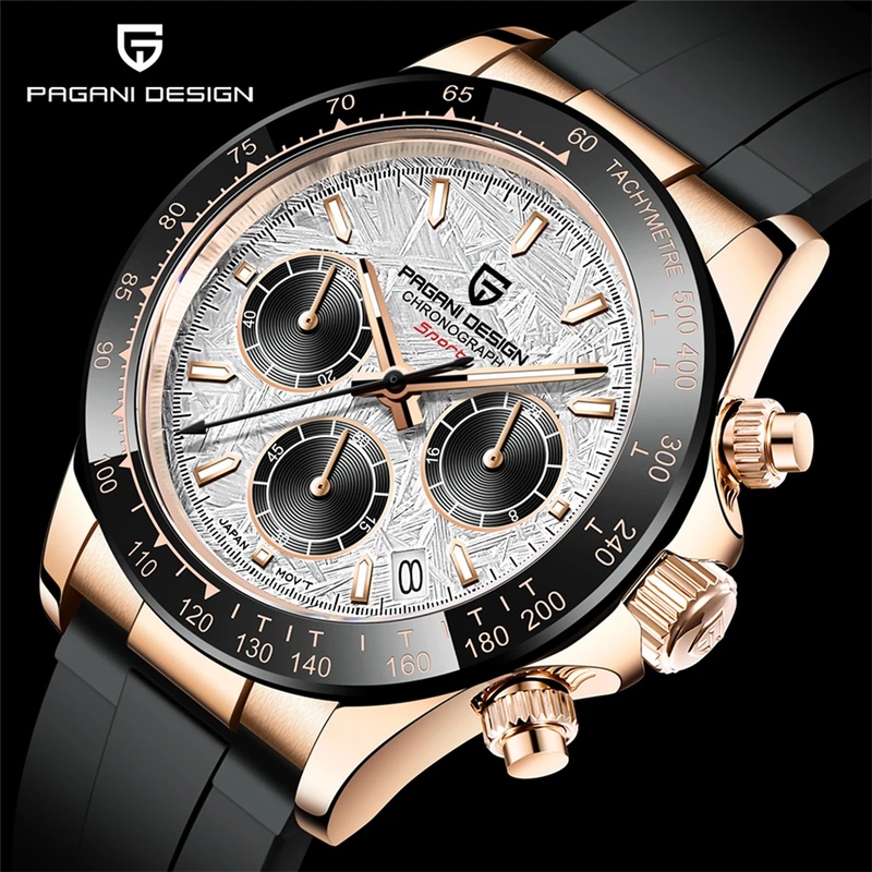 Luxury Watch With Rubber Strap - Pagani Design PD‑1644 Heren Tachymeter Chronograaf