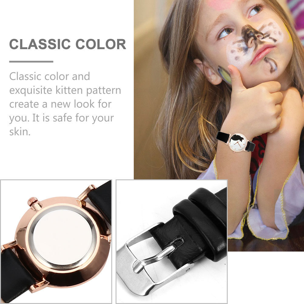 Luxury Watch White - 2 stuks dameshorloge met cartoonkatmotief, zinken