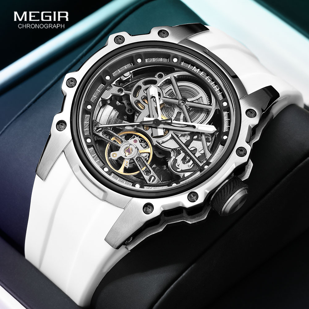 Luxury Watch White - MEGIR Sport automatisch mechanisch horloge voor
