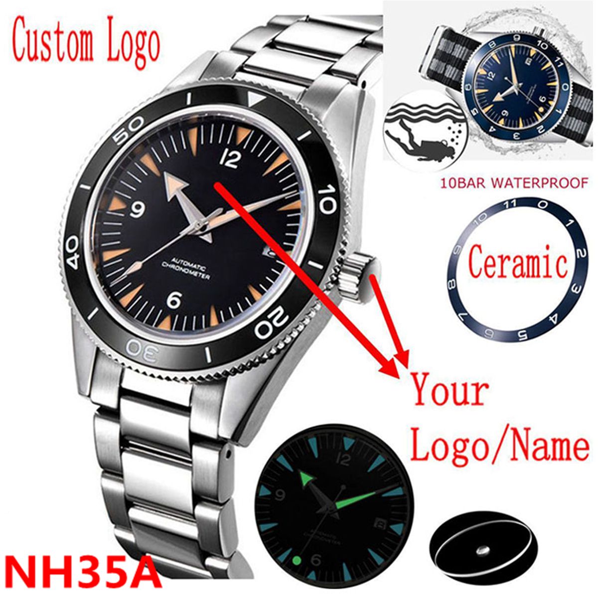 Aangepast logo NH35 uurwerk ho - Luxury Watch Safe recensie en prijs