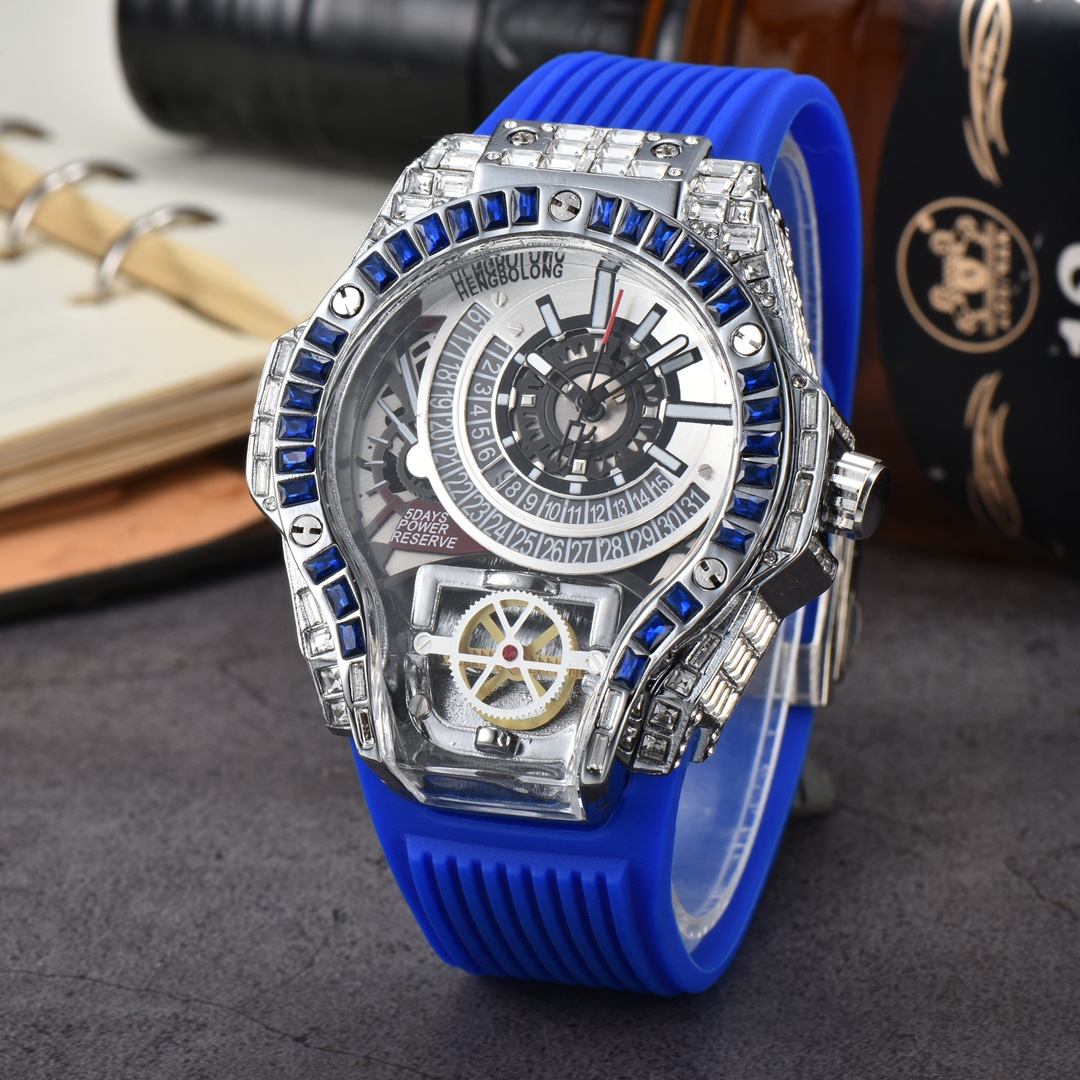 Volledige diamanten behuizing  - Luxury Watch With Rubber Strap recensie en prijs